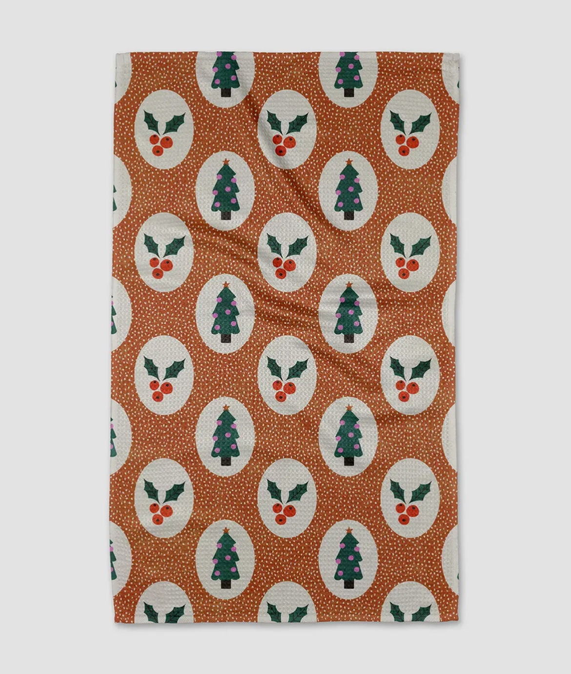 Vintage Holly Christmas Geometry Towel