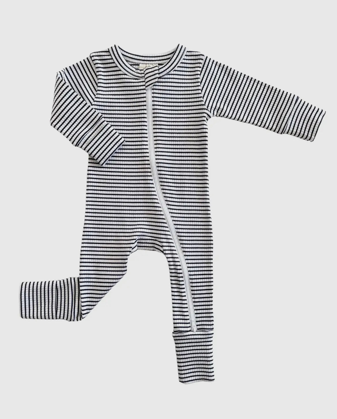 Black Stripe Organic Ribbed Pajamas