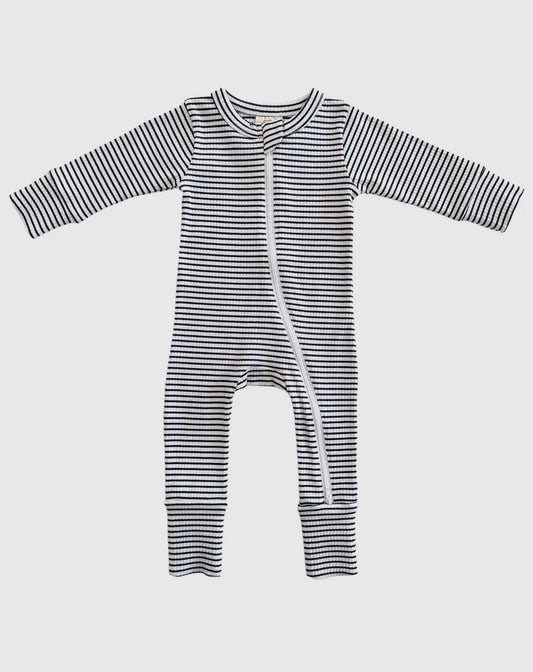 Black Stripe Organic Ribbed Pajamas