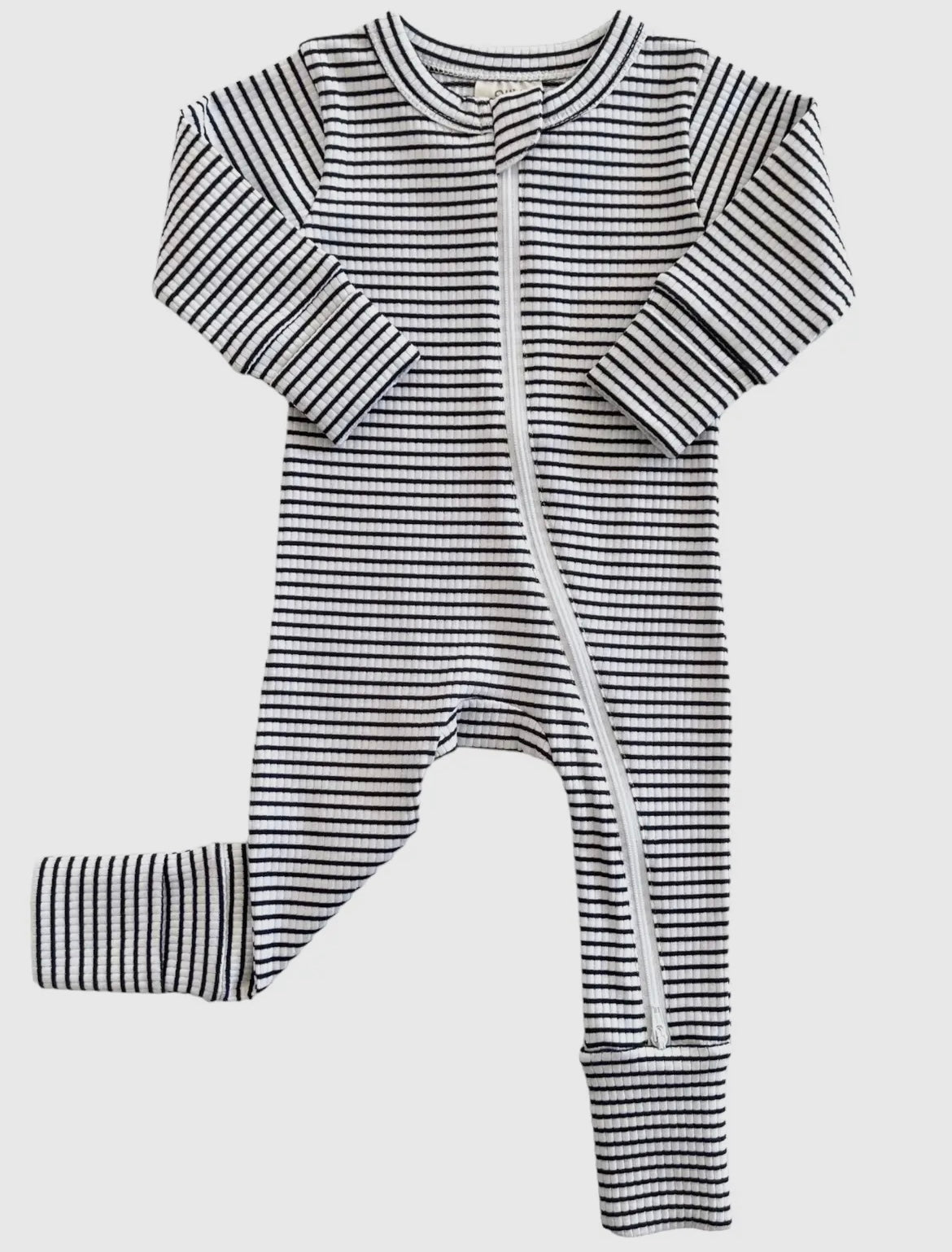 Black Stripe Organic Ribbed Pajamas