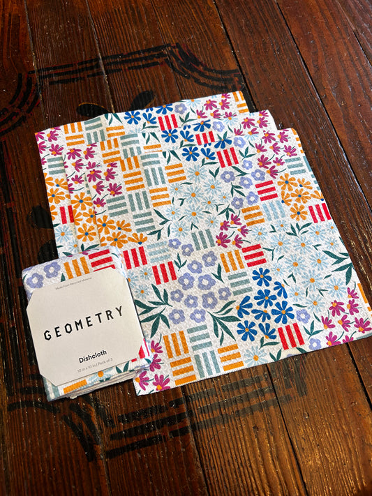 Spring Floral Geometry Dishcloth