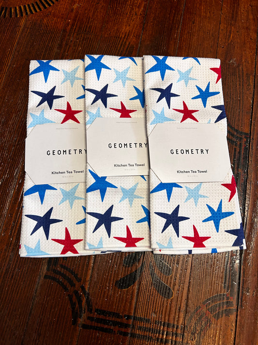 Red, white, and blue star Geometry Kitchen Towel