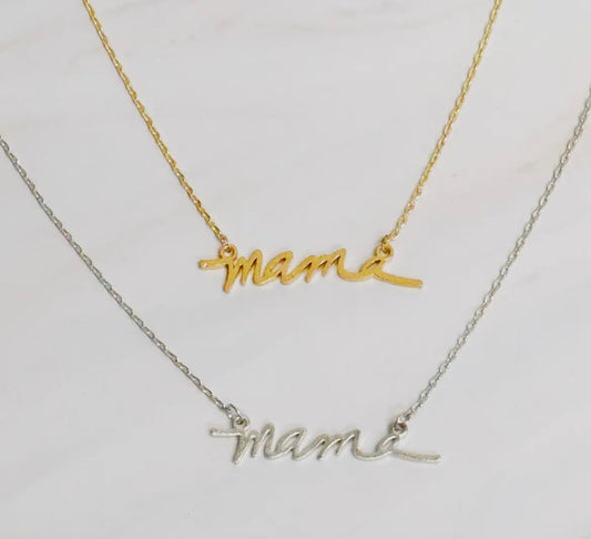Mama Script Necklace