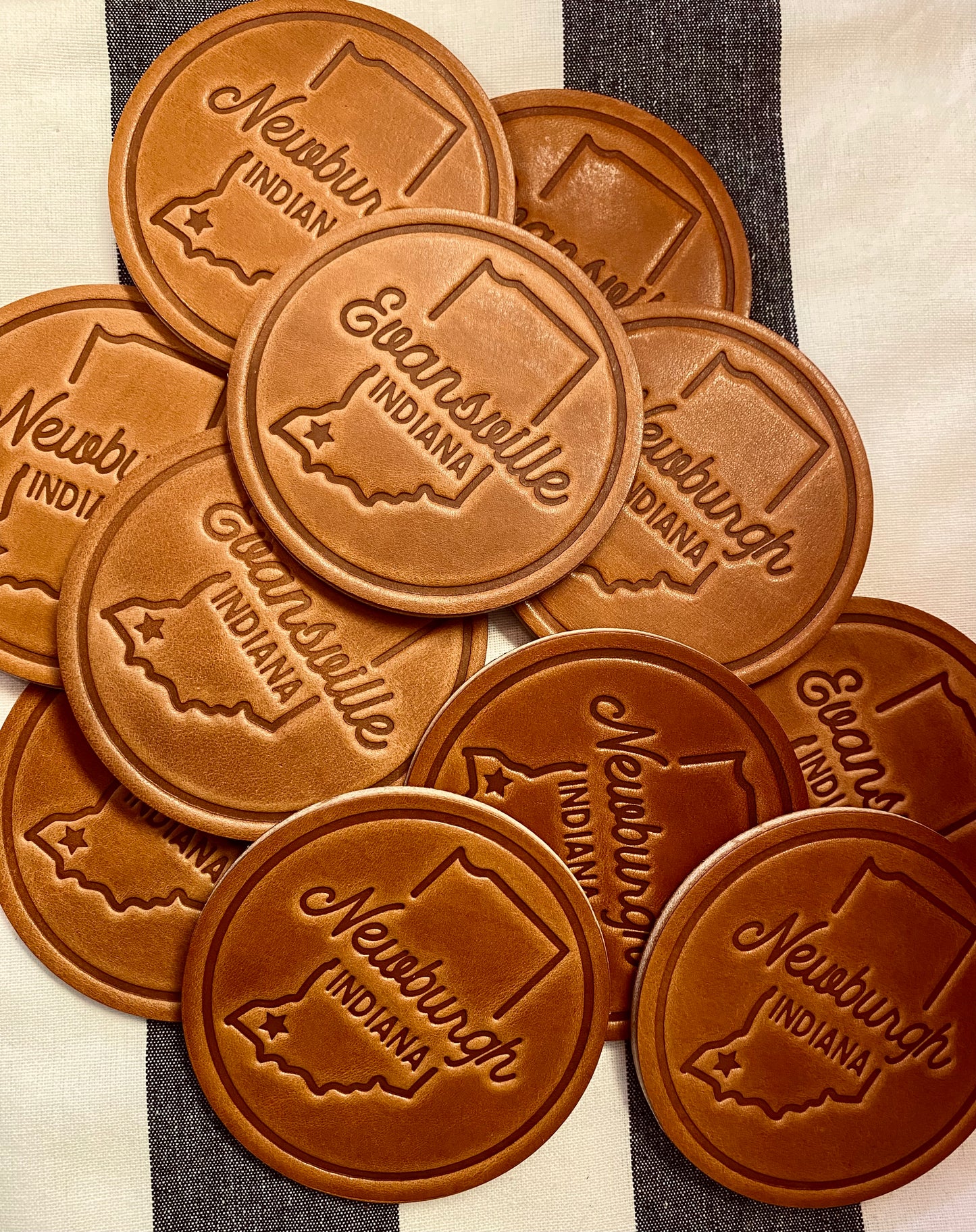 Newburgh/Evansville Leather Coasters